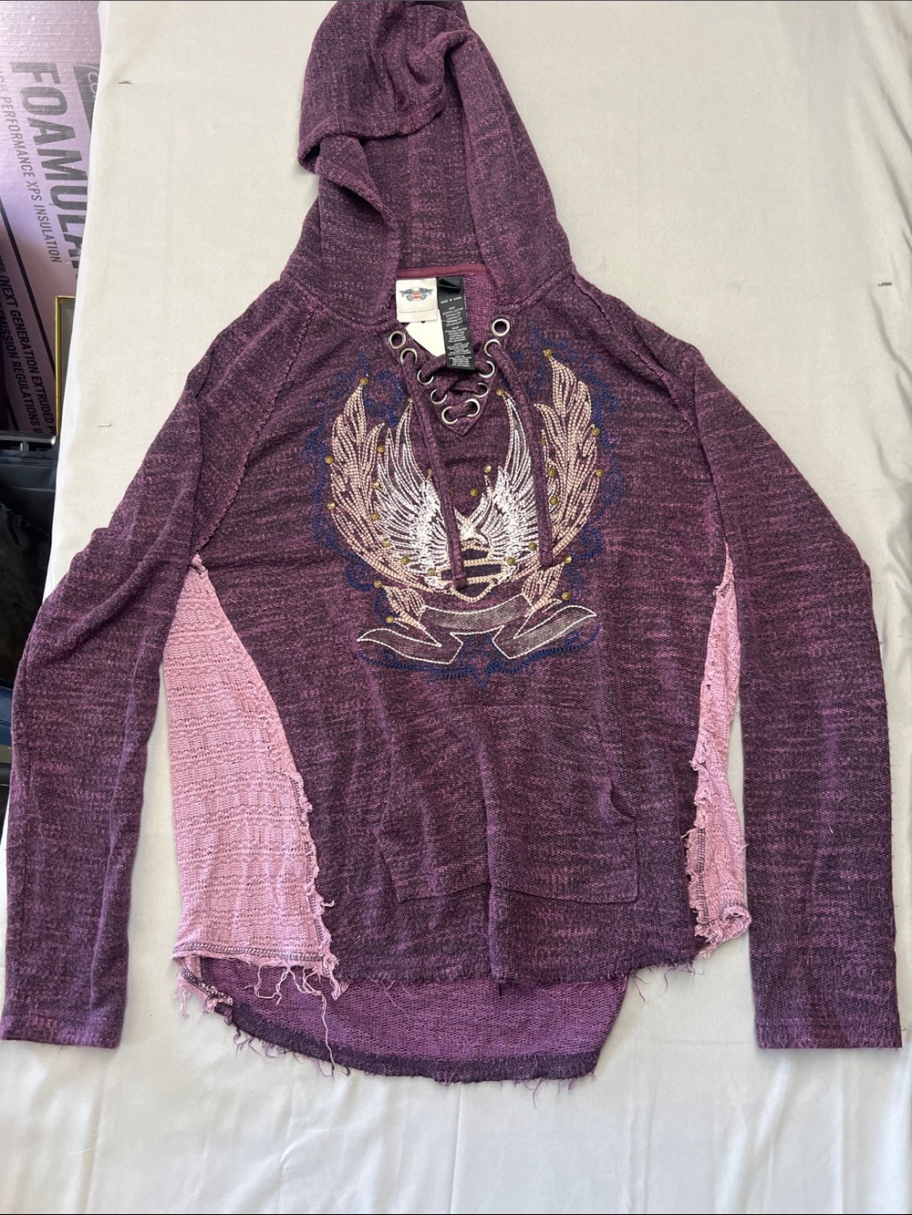Harley-Davidson Purple & Pink Lace-Up Hoodie Sweatshirt